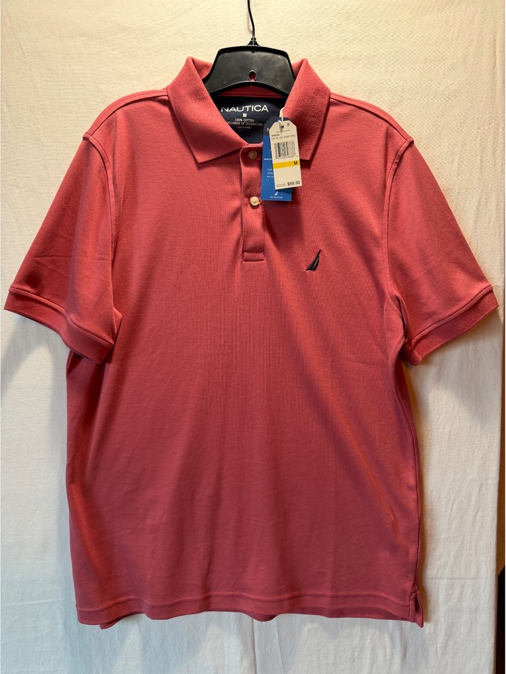 Nautica Men's Short Sleeve Polo Shirt Size M Rose New With Tags
